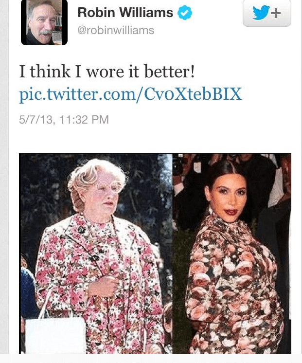 Robin Williams Tweet about Kim Kardashian