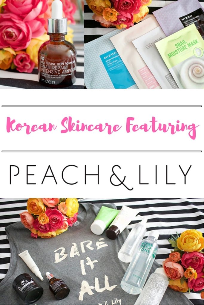 Korean Skincare Products from Peach And Lilly on a t-shirt and flowers