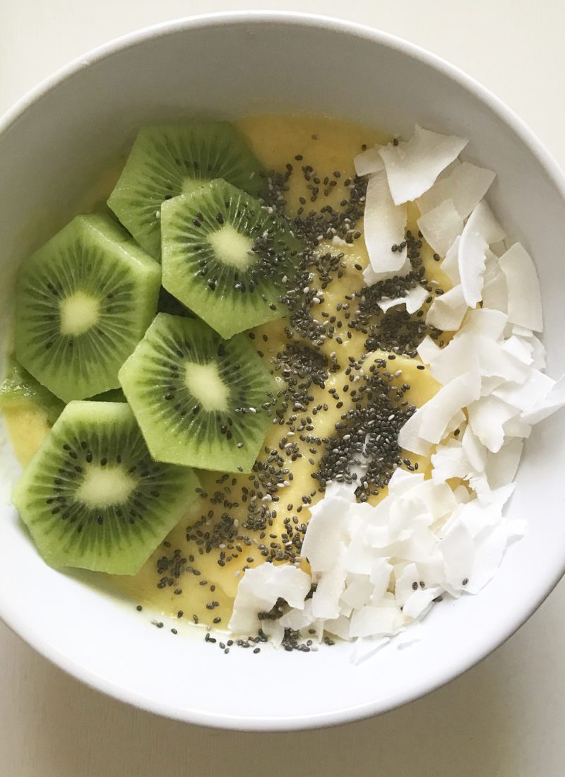 Looking for a new Breakfast recipe? This Mango Pineapple Smoothie Bowl is so easy to prepare and so good!