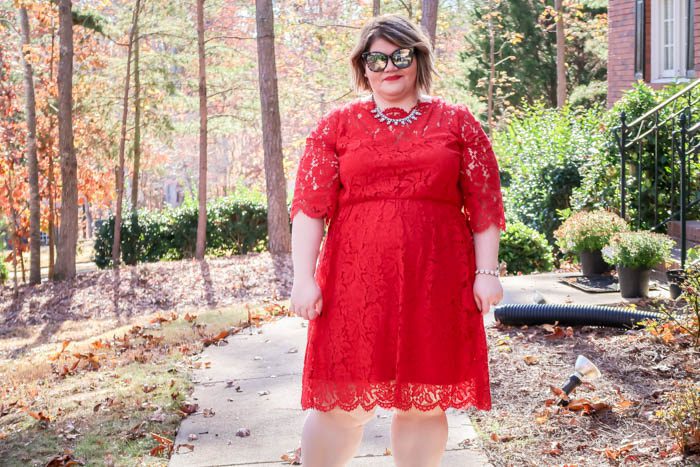 Holiday Party Dress: Scallop-Edge Lace Fit & Flare Dress From Lane Bryant