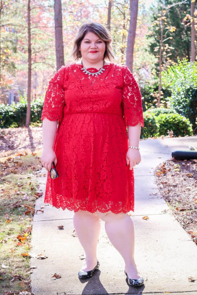 Holiday Party Dress: Scallop-Edge Lace Fit & Flare Dress From Lane Bryant