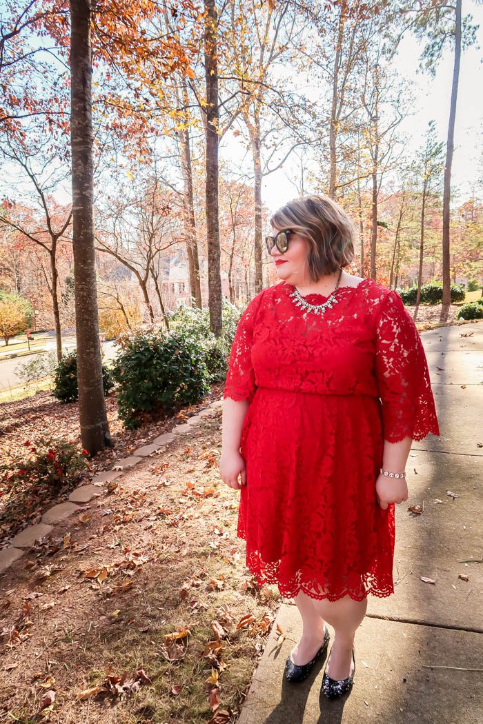 Holiday Party Dress: Scallop-Edge Lace Fit & Flare Dress From Lane Bryant