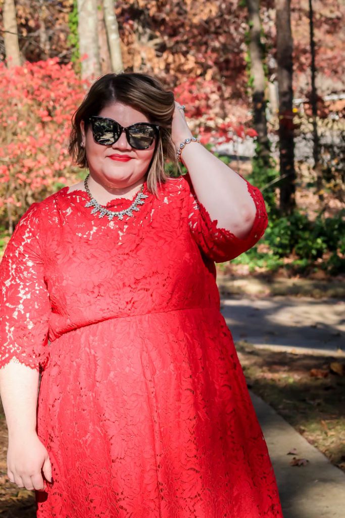 Holiday Party Dress: Scallop-Edge Lace Fit & Flare Dress From Lane Bryant