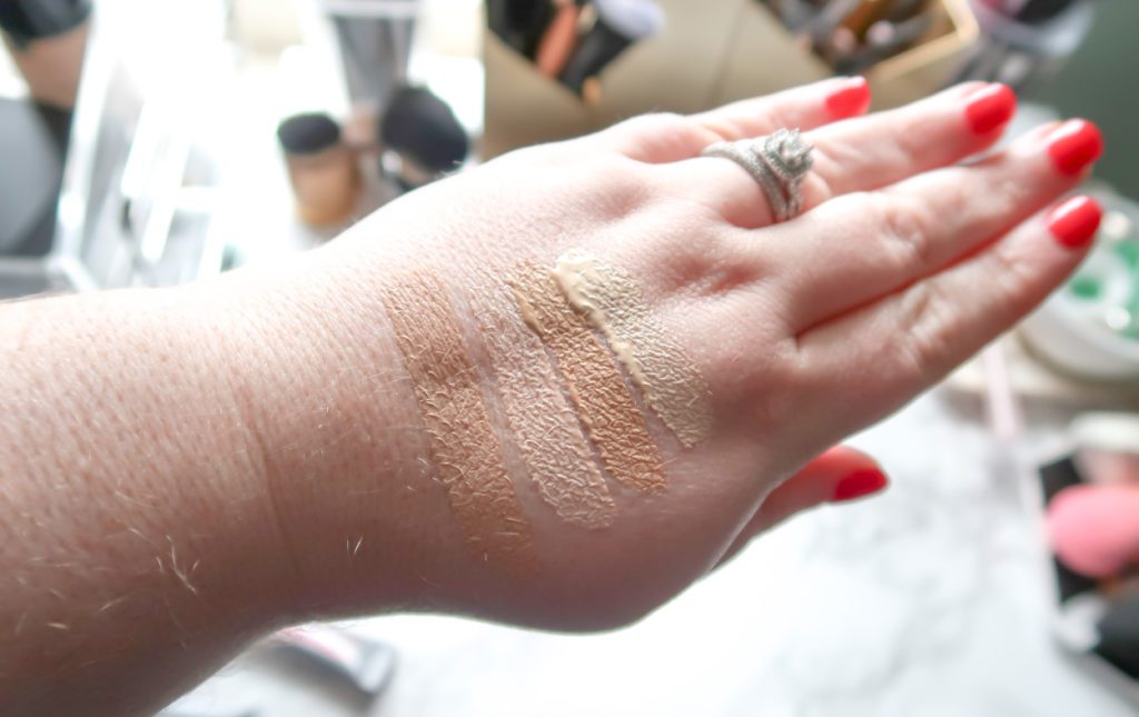 Rimmel London Lasting Finish Breathable Foundation and Concealer swatches on hand in natural lighting