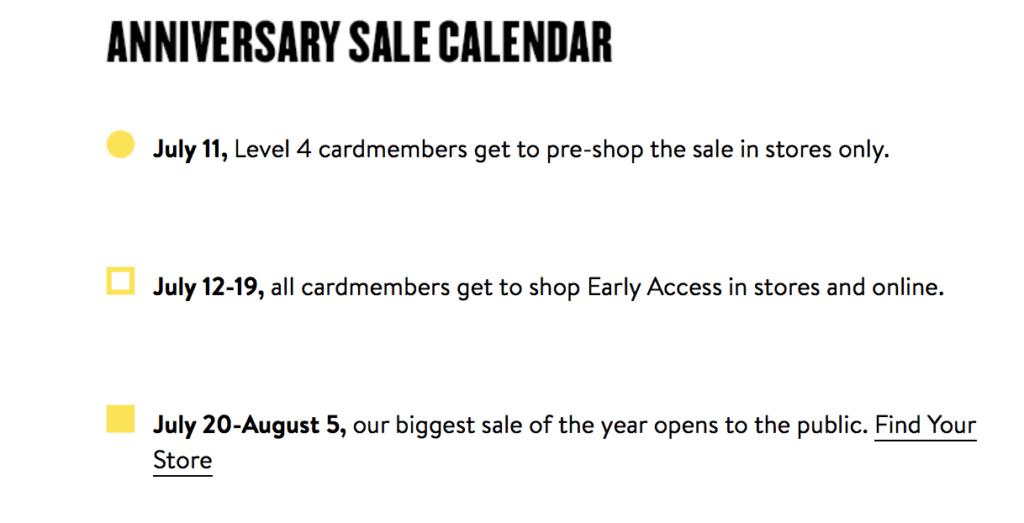 Nordstrom Anniversary Sale Schedule