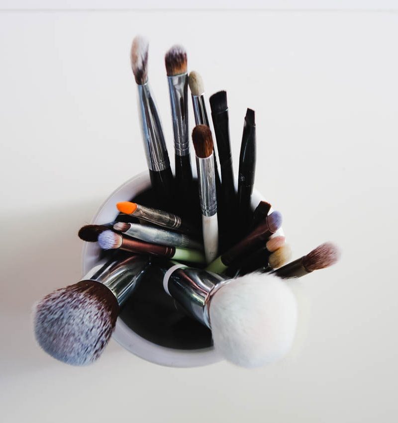 Makeup Brushes in a Container