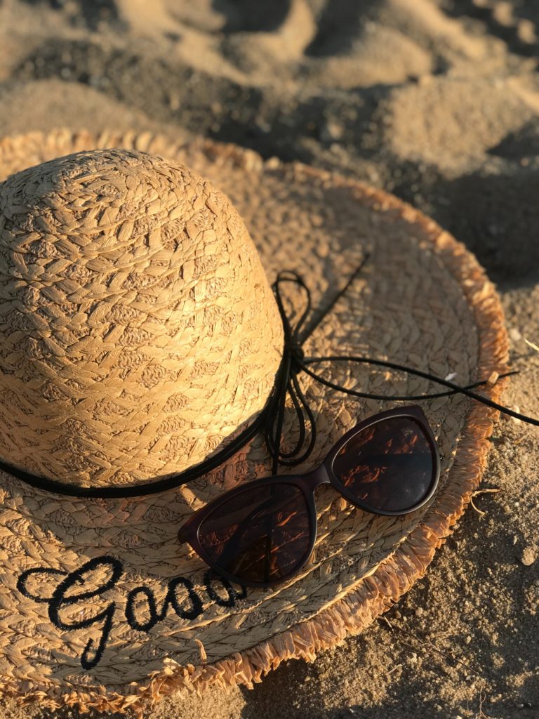 Monday Chit-Chat | Beach Scene with hat and sunglasses 