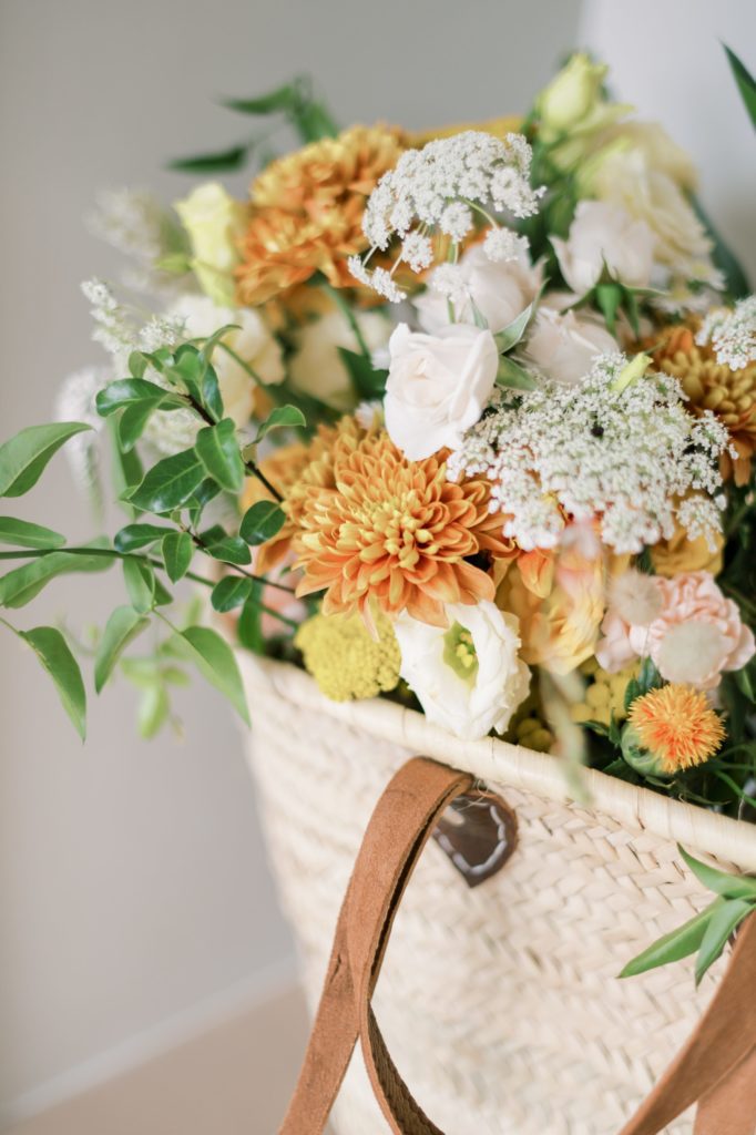 Monday Chit-Chat: 3/15/21
Straw bag holding spring assortment of flowers