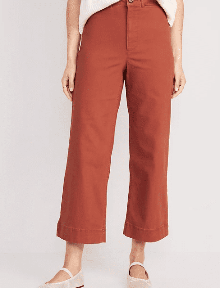 Wide Leg Cropped Chino Pants