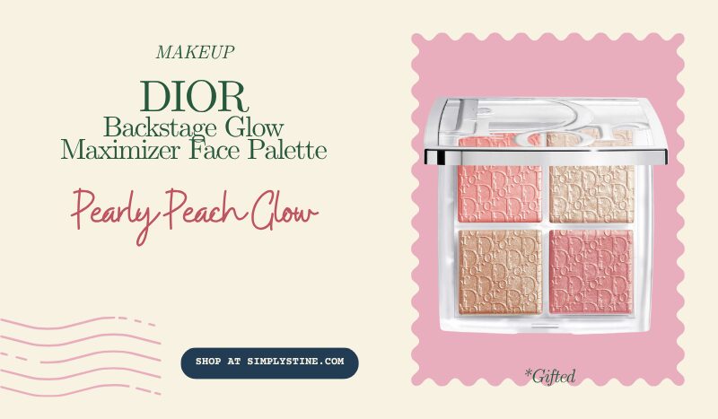 Flatlay of Sephora Sale beauty favorites including Eadem lip balm and Dior Highlight Palette